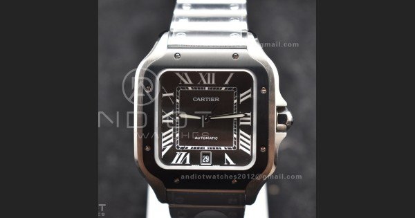 Santos de Cartier 40mm SS BVF 1:1 Best Edition Gray Dial Black Bezel on SS Bracelet MIYOTA 9015 - Image 4
