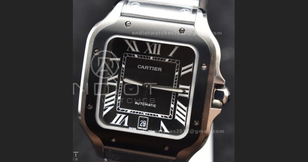 Santos de Cartier 40mm SS BVF 1:1 Best Edition Gray Dial Black Bezel on SS Bracelet MIYOTA 9015 - Image 5