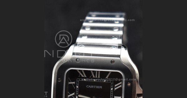 Santos de Cartier 40mm SS BVF 1:1 Best Edition Gray Dial Black Bezel on SS Bracelet MIYOTA 9015 - Image 6