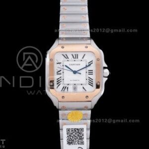 Santos de Cartier 40mm SS/RG AF 1:1 Best Edition White Dial on SS SmartLinks Bracelet MIYOTA 9015