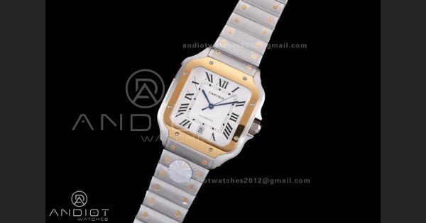 Santos de Cartier 40mm SS/YG 2018 BVF 1:1 Best Edition White Dial on SS/YG SmartLinks Bracelet MIYOTA 9015 - Image 2