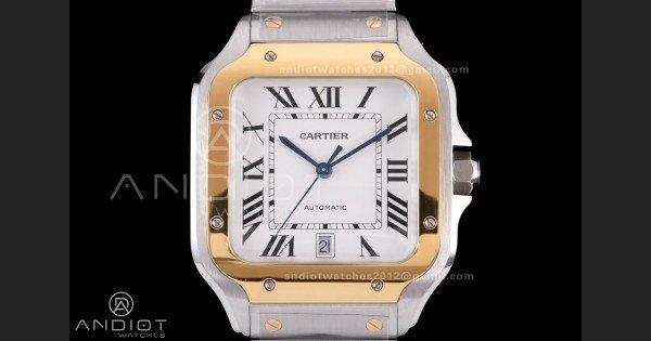 Santos de Cartier 40mm SS/YG 2018 BVF 1:1 Best Edition White Dial on SS/YG SmartLinks Bracelet MIYOTA 9015 - Image 3