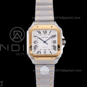 Santos de Cartier 40mm SS/YG 2018 BVF 1:1 Best Edition White Dial on SS/YG SmartLinks Bracelet MIYOTA 9015