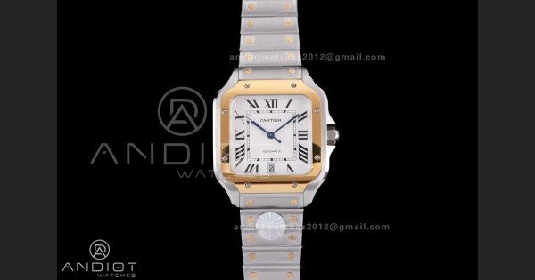 Santos de Cartier 40mm SS/YG 2018 BVF 1:1 Best Edition White Dial on SS/YG SmartLinks Bracelet MIYOTA 9015