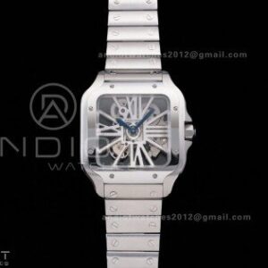 Santos de Cartier Skeleton SS MLF Skeleton Dial on SS SmartLink Bracelet 9611MC Super Clone