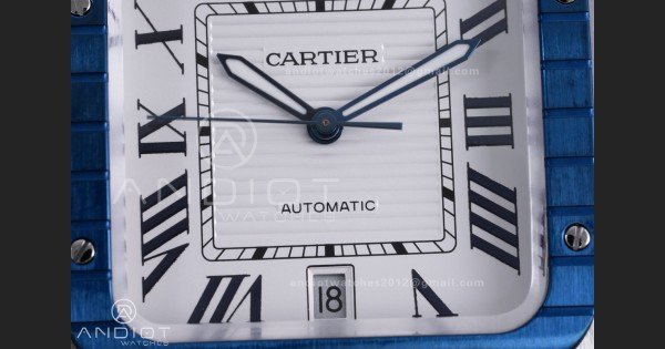 Santos de Cartier XL 40mm SS AF White Dial Blue Bezel SS Bracelet MIYOTA 9015 - Image 5