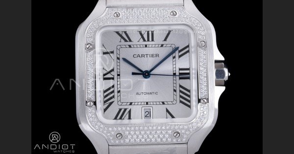 Santos de Cartier XL 40mm SS AF White Dial Diamond Bezel SS Bracelet MIYOTA 9015 - Image 3