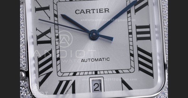 Santos de Cartier XL 40mm SS AF White Dial Diamond Bezel SS Bracelet MIYOTA 9015 - Image 5