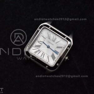 Santos Dumont 27.5mm SS AF 1:1 Best Edition Silver Dial on Black Leather Strap A157