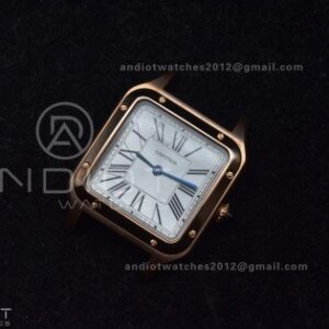Santos Dumont 27.5mm SS/RG AF 1:1 Best Edition Silver Dial on Black Leather Strap A157