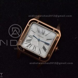 Santos Dumont 31.4mm SS/RG AF 1:1 Best Edition Silver Dial on Black Leather Strap A157