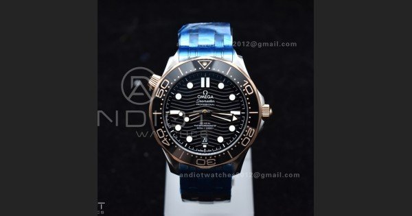 Seamaster Diver 300M SS/RG VSF 1:1 Best Edition Black Ceramic Black Dial on SS Bracelet A8800 - Image 2