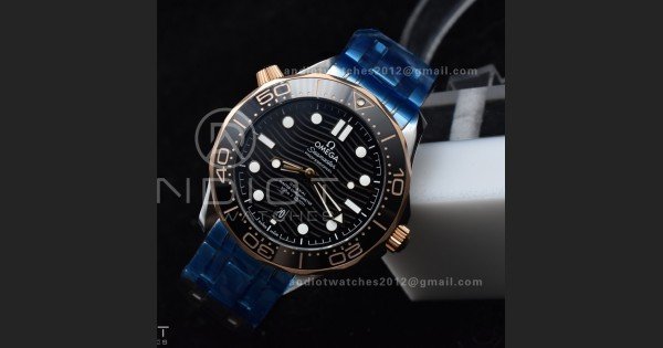 Seamaster Diver 300M SS/RG VSF 1:1 Best Edition Black Ceramic Black Dial on SS Bracelet A8800 - Image 3