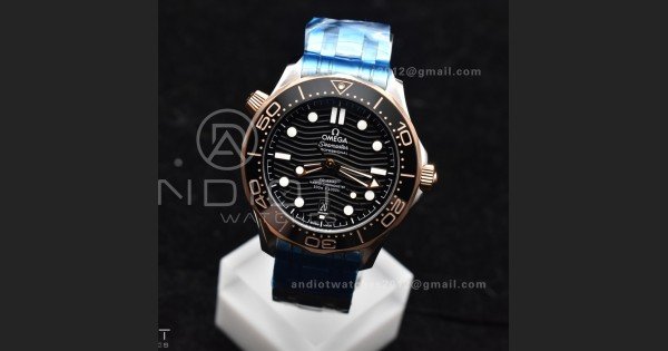 Seamaster Diver 300M SS/RG VSF 1:1 Best Edition Black Ceramic Black Dial on SS Bracelet A8800