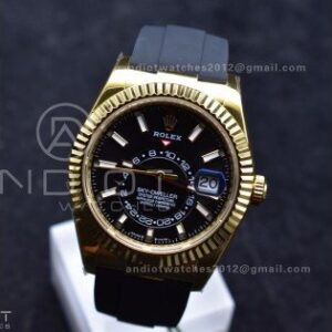 Sky-Dweller 336238 YG ZF 1:1 Best Edition Black Dial on Oysterflex Strap A23J (Gain Weight)
