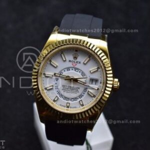 Sky-Dweller 336238 YG ZF 1:1 Best Edition White Dial on Oysterflex Strap A23J (Gain Weight)