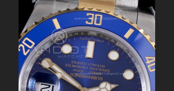 Submariner 116613LB Blue Ceramic 904L Steel/YG RCF 1:1 Best Edition Blue Dial DD3135 184g (Gain Weight) - Image 6