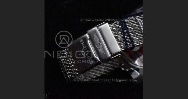 SuperOcean Heritage II BLSF 42mm SS Blue Dial Blue Ceramic Bezel on RG Bezel and Mesh Bracelet A2824 - Image 2
