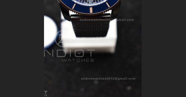 SuperOcean Heritage II BLSF 42mm SS Blue Dial Blue Ceramic Bezel on RG Bezel and Mesh Bracelet A2824 - Image 9