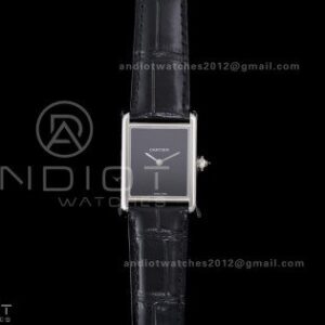 Tank Must 25.5mm SS AF Best Edition Black Dial On Black Leather Ronda Quartz