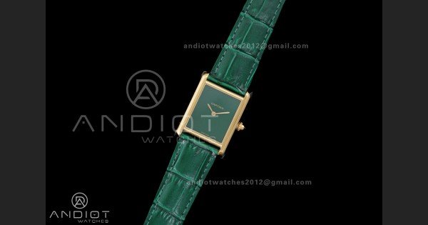 Tank Must 25.5mm YG AF 1:1 Best Edition Green Dial On Green Leather Ronda Quartz - Image 2