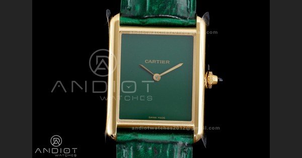 Tank Must 25.5mm YG AF 1:1 Best Edition Green Dial On Green Leather Ronda Quartz - Image 3