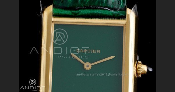 Tank Must 25.5mm YG AF 1:1 Best Edition Green Dial On Green Leather Ronda Quartz - Image 4