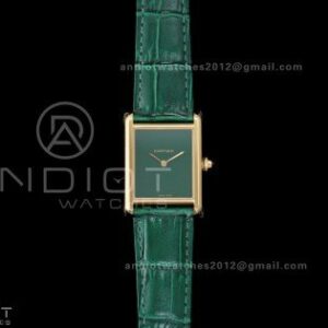 Tank Must 25.5mm YG AF 1:1 Best Edition Green Dial On Green Leather Ronda Quartz