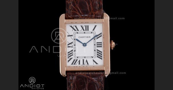 Tank Solo 24.4mm RG AF 1:1 Best Edition White Dial on Brown Croco Leather Strap Ronda Quartz - Image 3