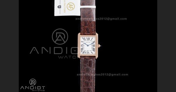 Tank Solo 24.4mm RG AF 1:1 Best Edition White Dial on Brown Croco Leather Strap Ronda Quartz