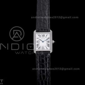 Tank Solo Ladies 24.4mm SS AF 1:1 Best Edition White Dial on Black Croco Leather Strap Ronda Quartz