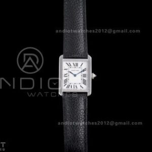 Tank Solo Ladies 24.4mm SS AF 1:1 Best Edition White Dial on Black Leather Strap Ronda Quartz