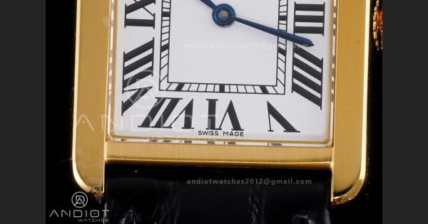 Tank Solo Ladies 24.4mm YG AF 1:1 Best Edition White Dial on Black Croco Leather Strap Ronda Quartz - Image 5