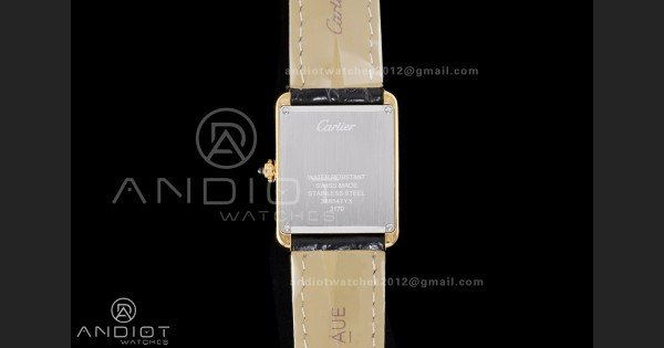 Tank Solo Ladies 24.4mm YG AF 1:1 Best Edition White Dial on Black Croco Leather Strap Ronda Quartz - Image 6