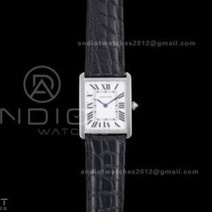 Tank Solo Ladies 27.4mm SS AF 1:1 Best Edition White Dial on Black Croco Leather Strap Ronda Quartz