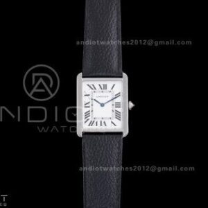 Tank Solo Ladies 27.4mm SS AF 1:1 Best Edition White Dial on Black Leather Strap Ronda Quartz