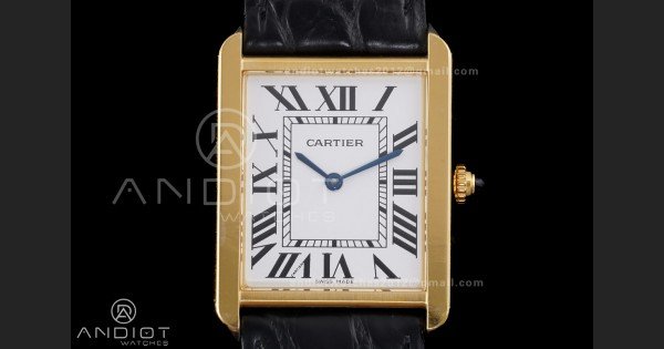 Tank Solo Ladies 27.4mm YG AF 1:1 Best Edition White Dial on Black Croco Leather Strap Ronda Quartz - Image 3