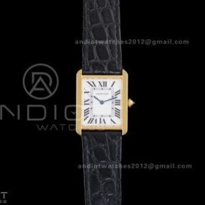 Tank Solo Ladies 27.4mm YG AF 1:1 Best Edition White Dial on Black Croco Leather Strap Ronda Quartz