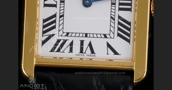 Tank Solo Ladies 27.4mm YG AF 1:1 Best Edition White Dial on Black Croco Leather Strap Ronda Quartz - Image 5