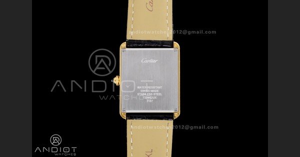 Tank Solo Ladies 27.4mm YG AF 1:1 Best Edition White Dial on Black Croco Leather Strap Ronda Quartz - Image 6