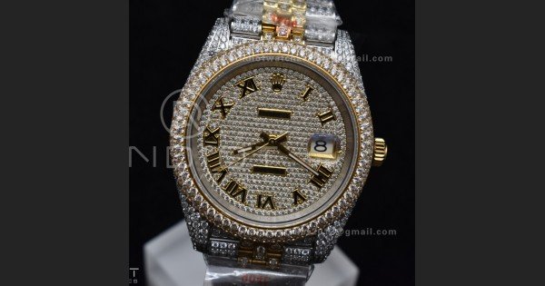 TWD 41mm Best Version Diamond DateJust Roman Dial 2 Tone Yellow Gold - Image 5