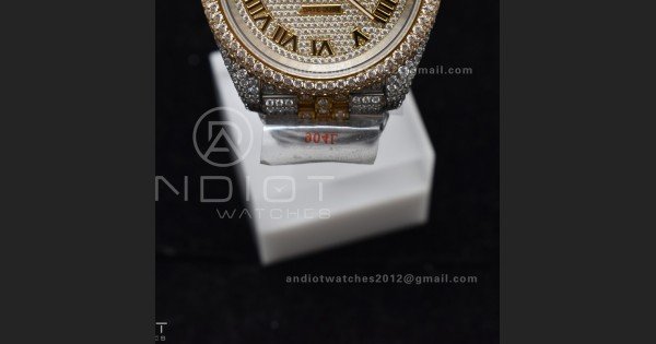 TWD 41mm Best Version Diamond DateJust Roman Dial 2 Tone Yellow Gold - Image 7
