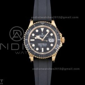 Yacht-Master 42mm 226658 YG QF 1:1 Best Edition 3D Black Ceramic Bezel on Oysterflex Strap SH3235 (Weighted)
